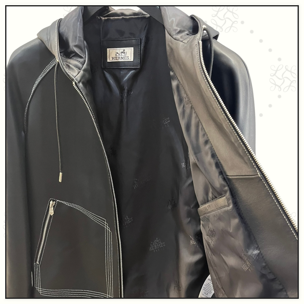 LAMBSKIN HOODED JERSEY JACKET