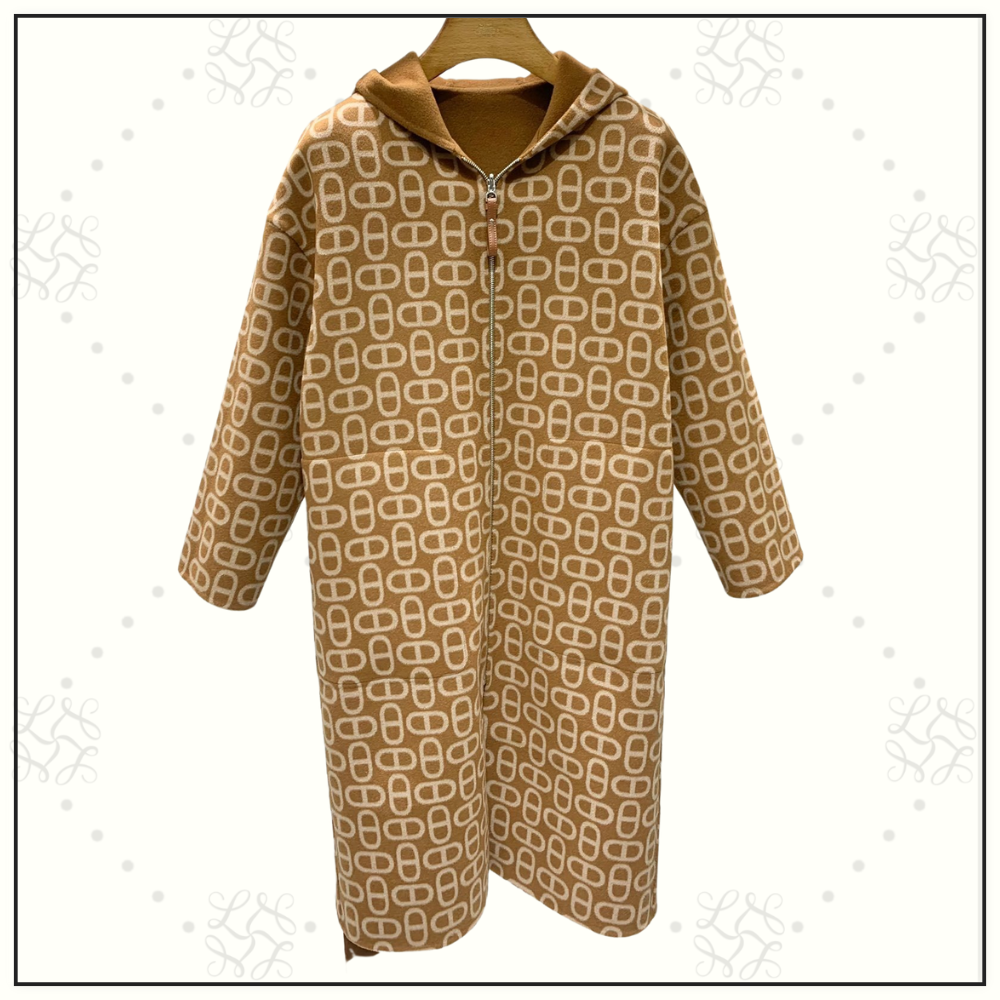 HOODED REVERSIBLE WOOL DUFFLE COAT