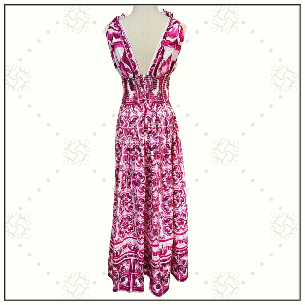 MAJOLICA COTTON POPLIN MAXI DRESS