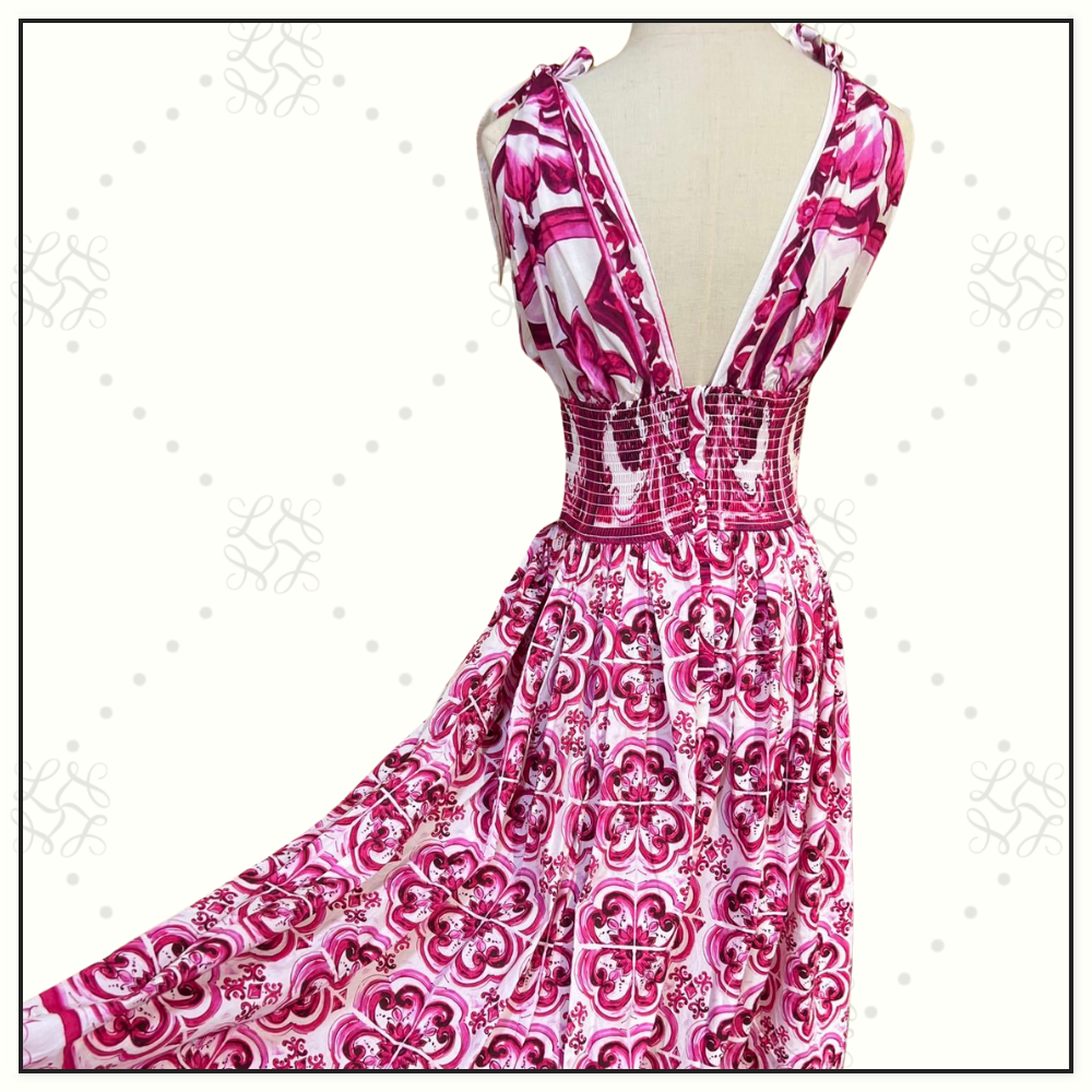 MAJOLICA COTTON POPLIN MAXI DRESS
