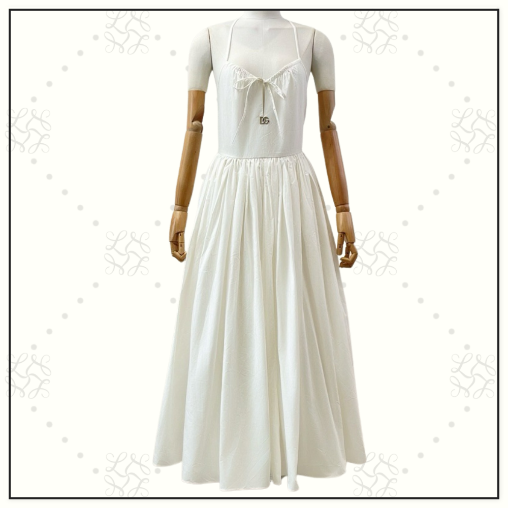 LACE SCALLOP TRIM MIDI DRESS