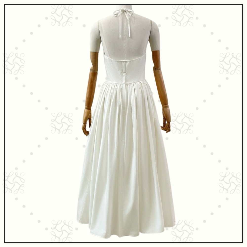 LACE SCALLOP TRIM MIDI DRESS