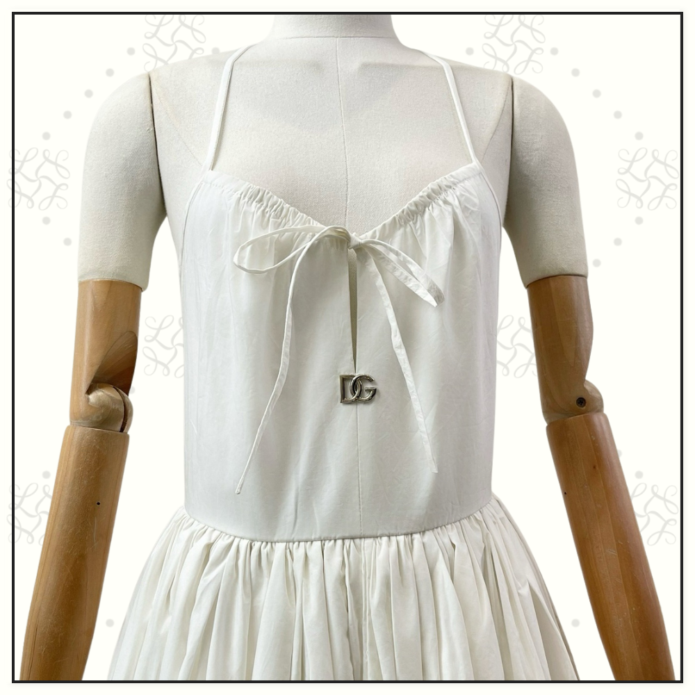 LACE SCALLOP TRIM MIDI DRESS