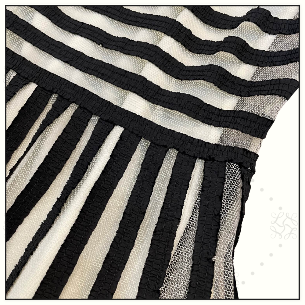 STRIPED TULLE MIDI DRESS