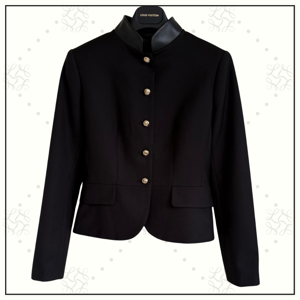 LEATHER ACCENT FITTED JACKET