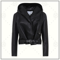 LEATHER HOODED BIKER JACKET