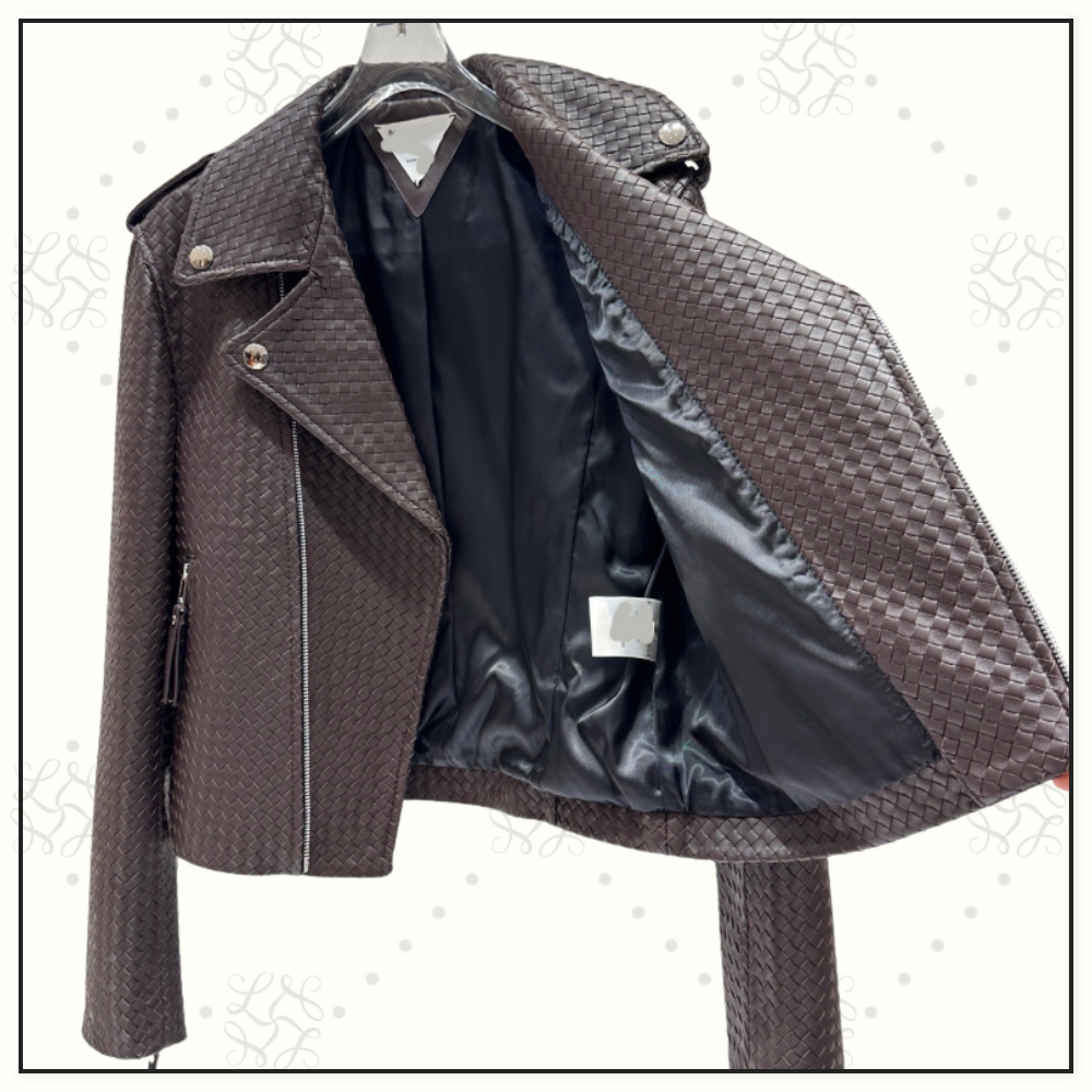 INTRECCIATO LEATHER BIKER JACKET