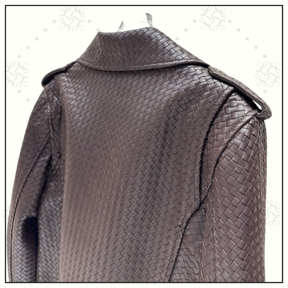 INTRECCIATO LEATHER BIKER JACKET