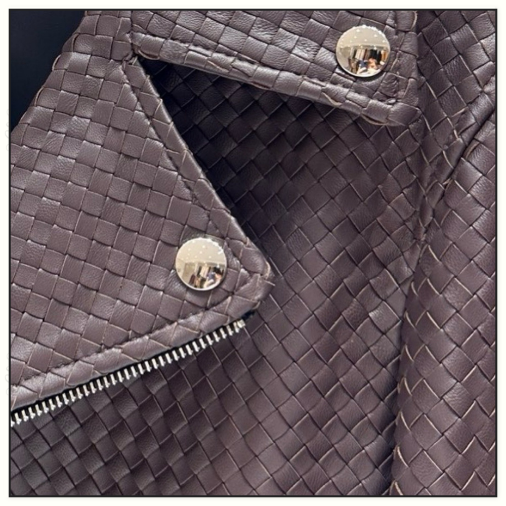 INTRECCIATO LEATHER BIKER JACKET