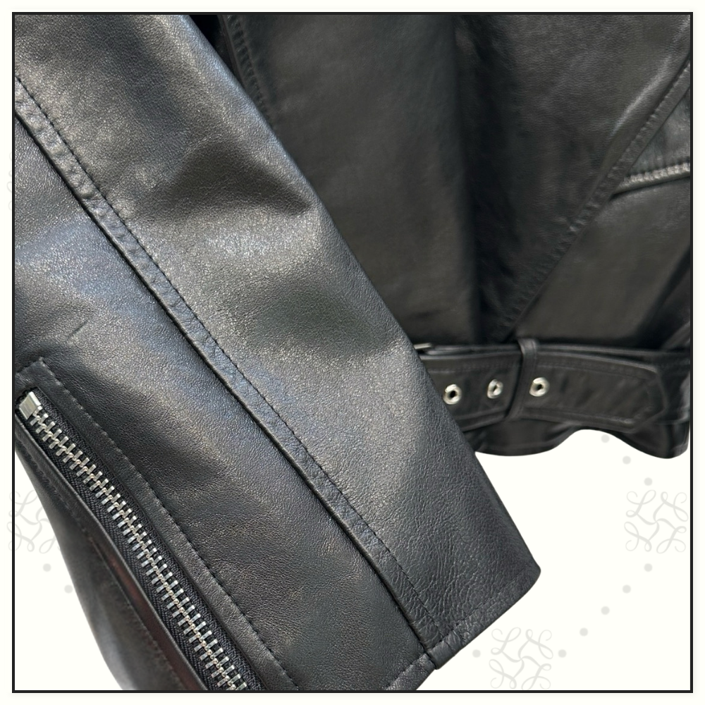 LEATHER HOODED BIKER JACKET