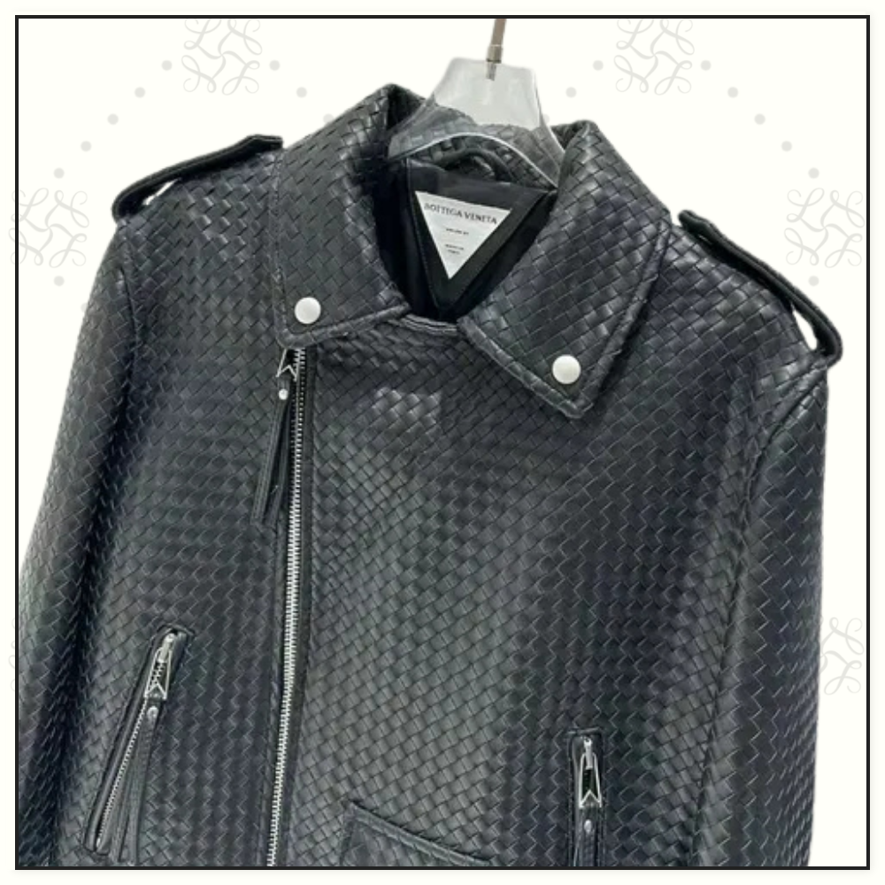 INTRECCIATO LEATHER BIKER JACKET