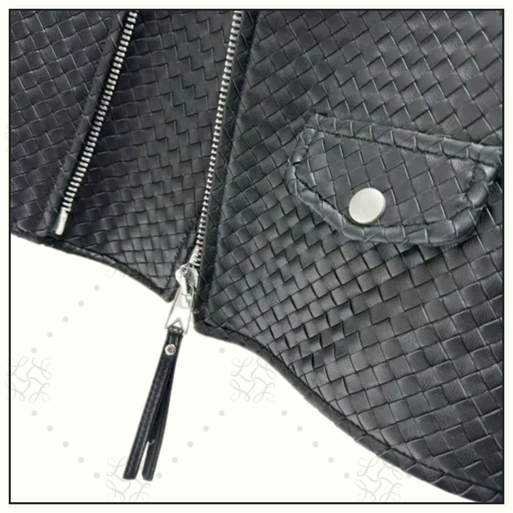 INTRECCIATO LEATHER BIKER JACKET