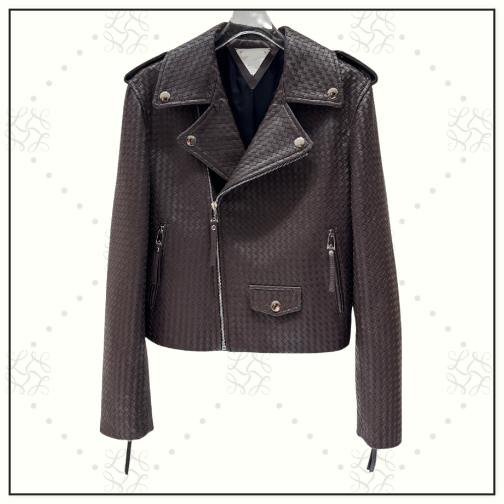 INTRECCIATO LEATHER BIKER JACKET