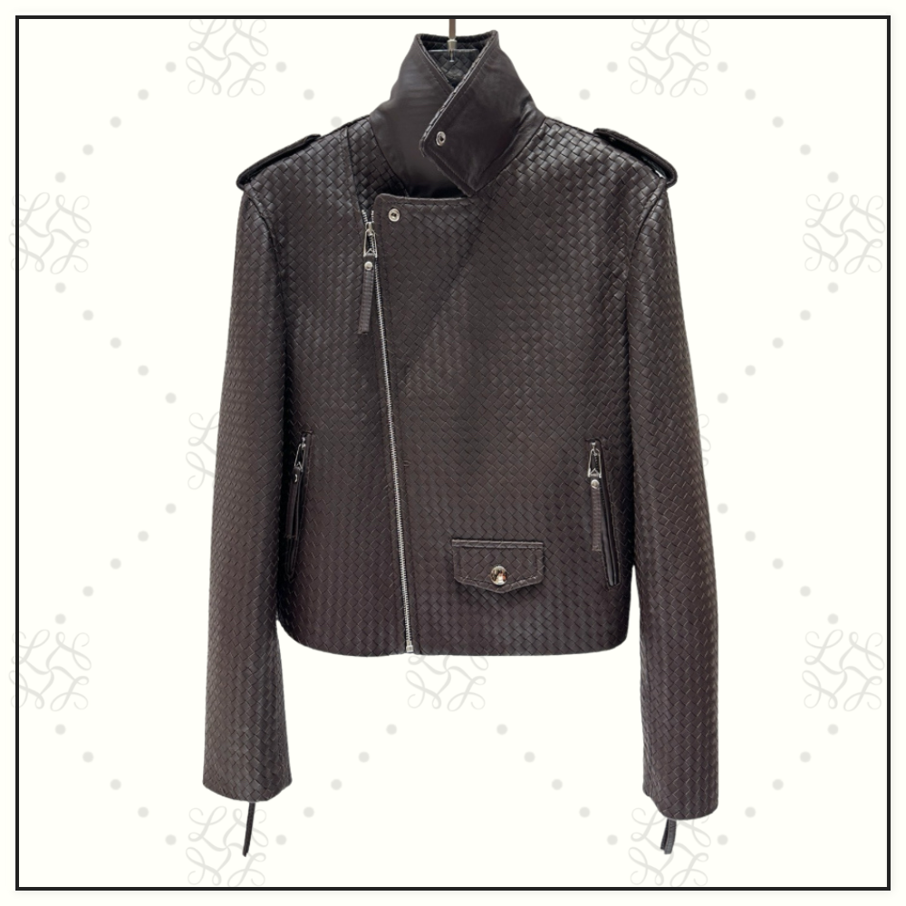 INTRECCIATO LEATHER BIKER JACKET
