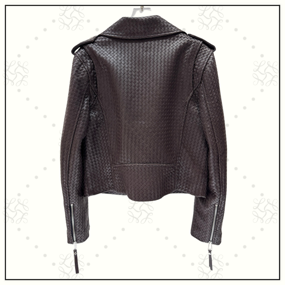 INTRECCIATO LEATHER BIKER JACKET