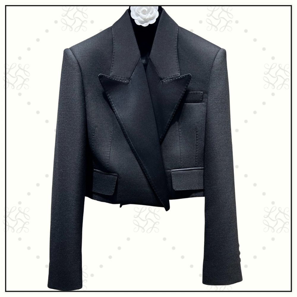 WOOL CROP TUXEDO JACKET