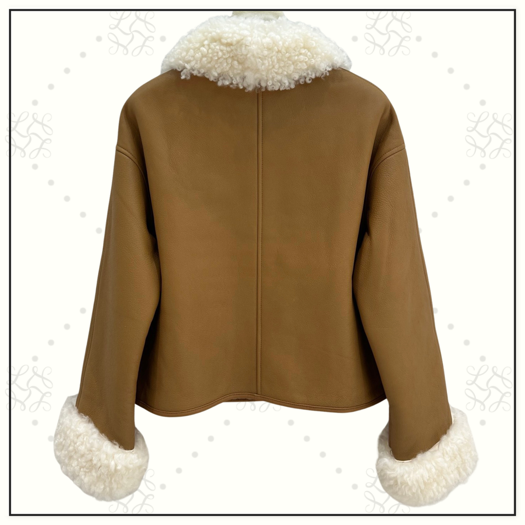 SHEARLING TRIM LEATHER JACKET