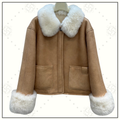 SHEARLING TRIM LEATHER JACKET