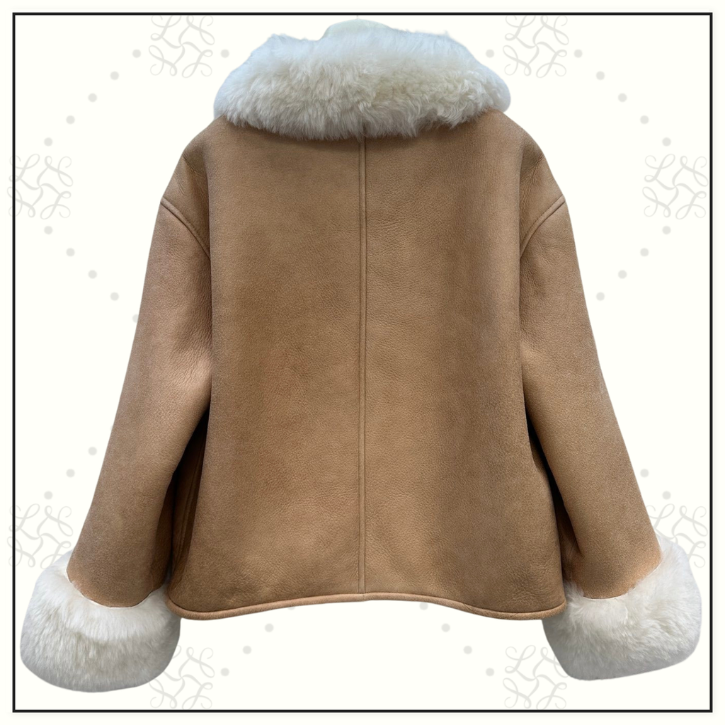 SHEARLING TRIM LEATHER JACKET
