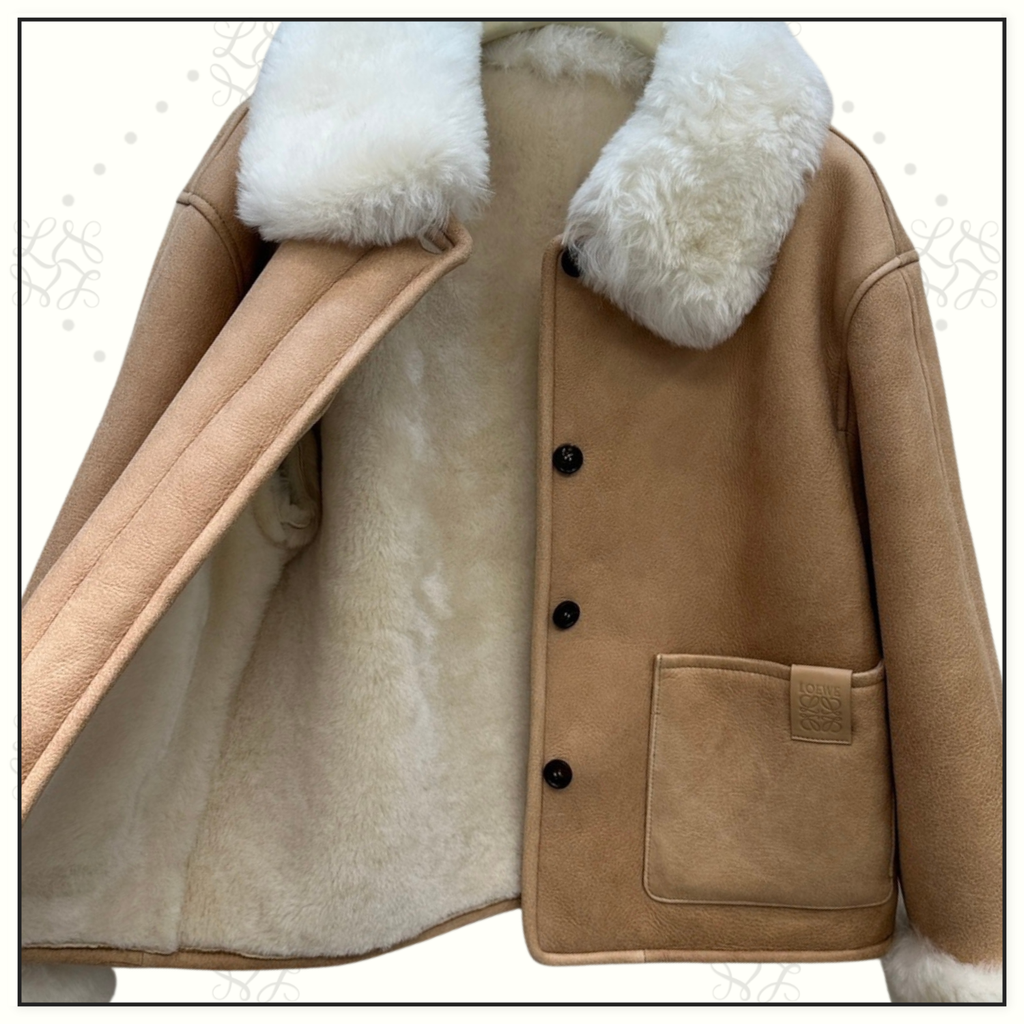SHEARLING TRIM LEATHER JACKET