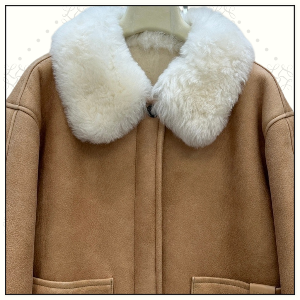 SHEARLING TRIM LEATHER JACKET
