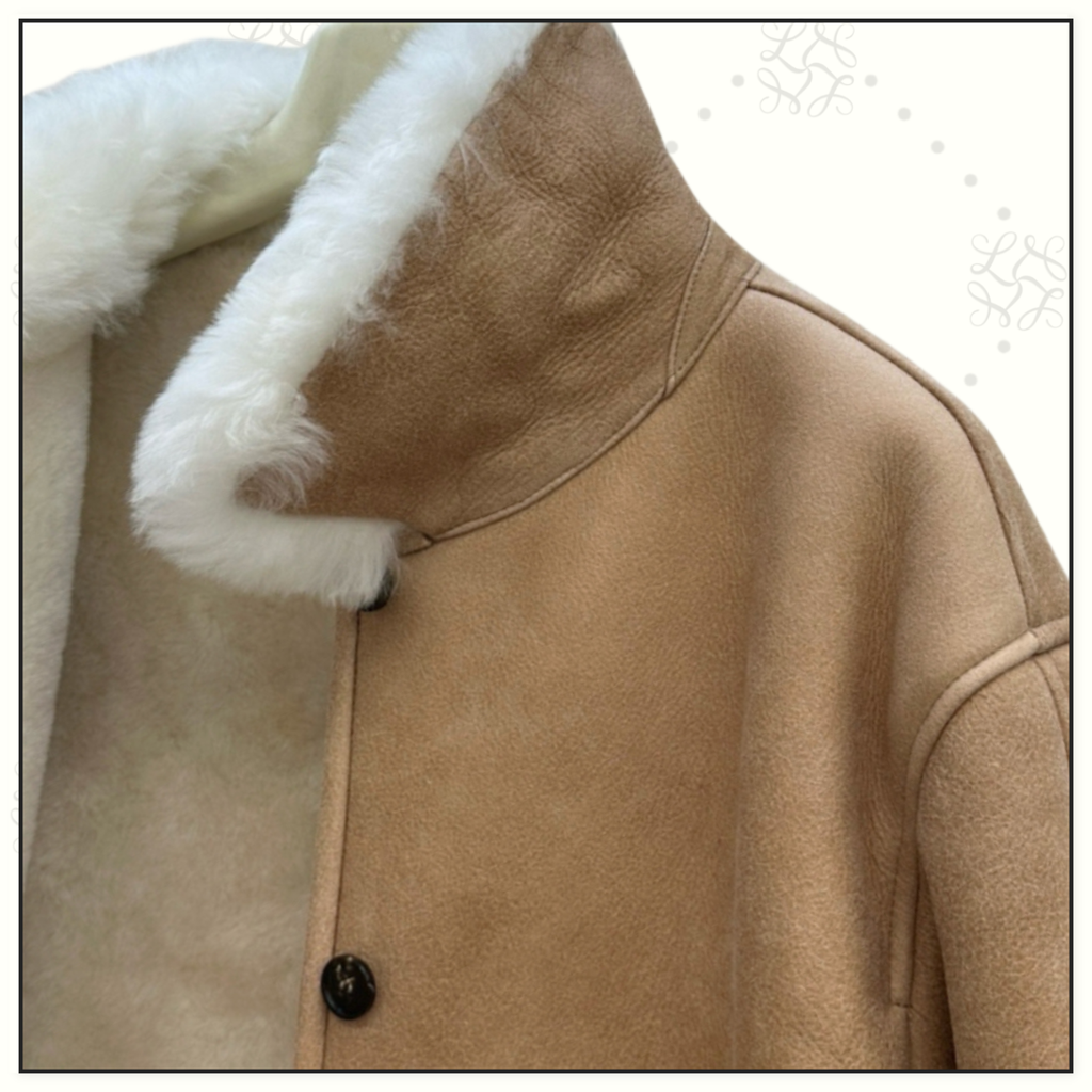 SHEARLING TRIM LEATHER JACKET