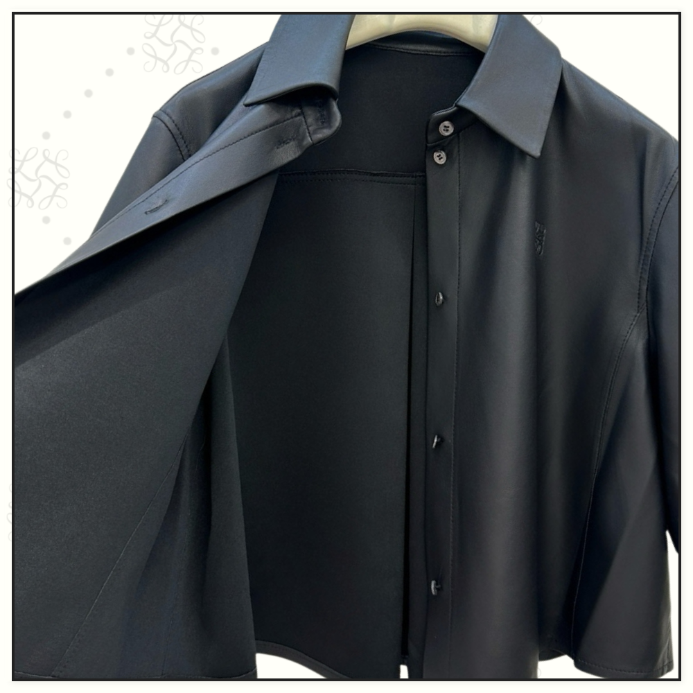 LAMBSKIN TRAPEZE SHORT SHIRT