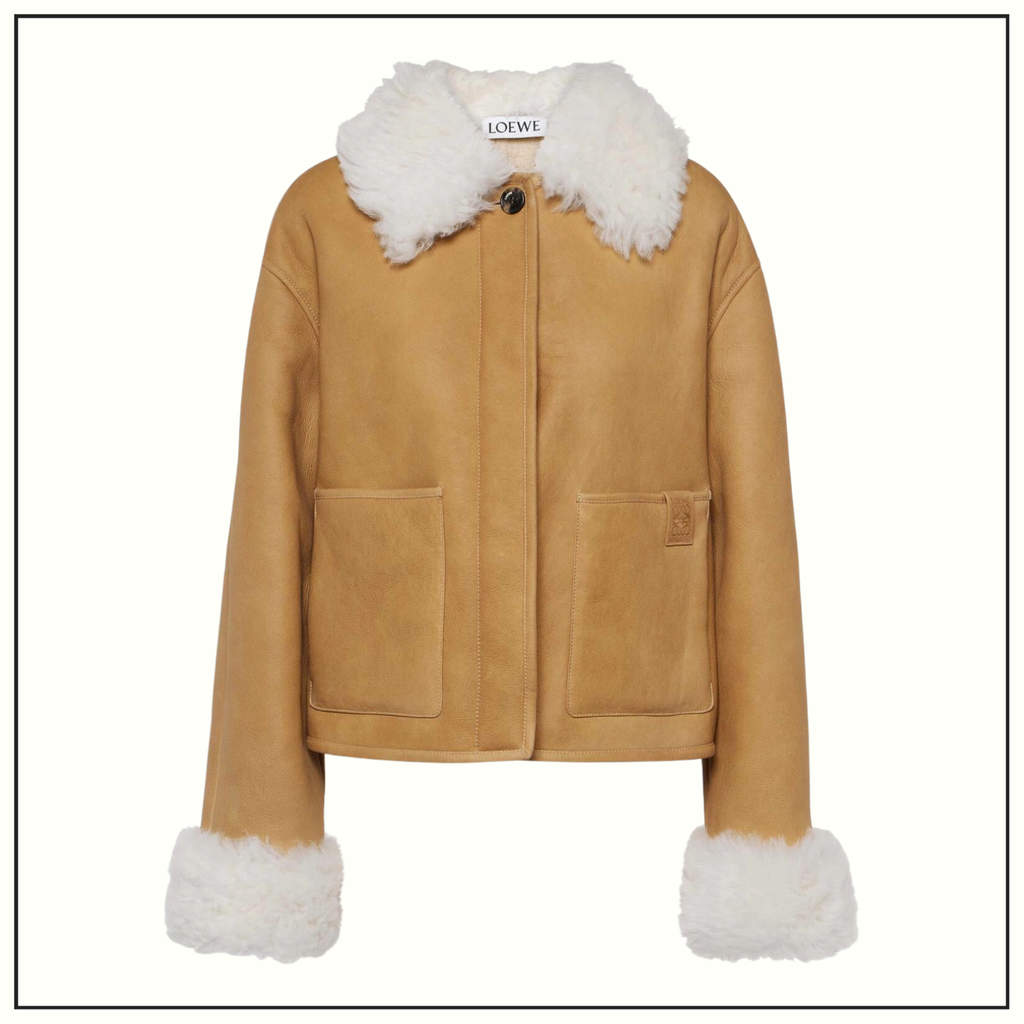 SHEARLING TRIM LEATHER JACKET