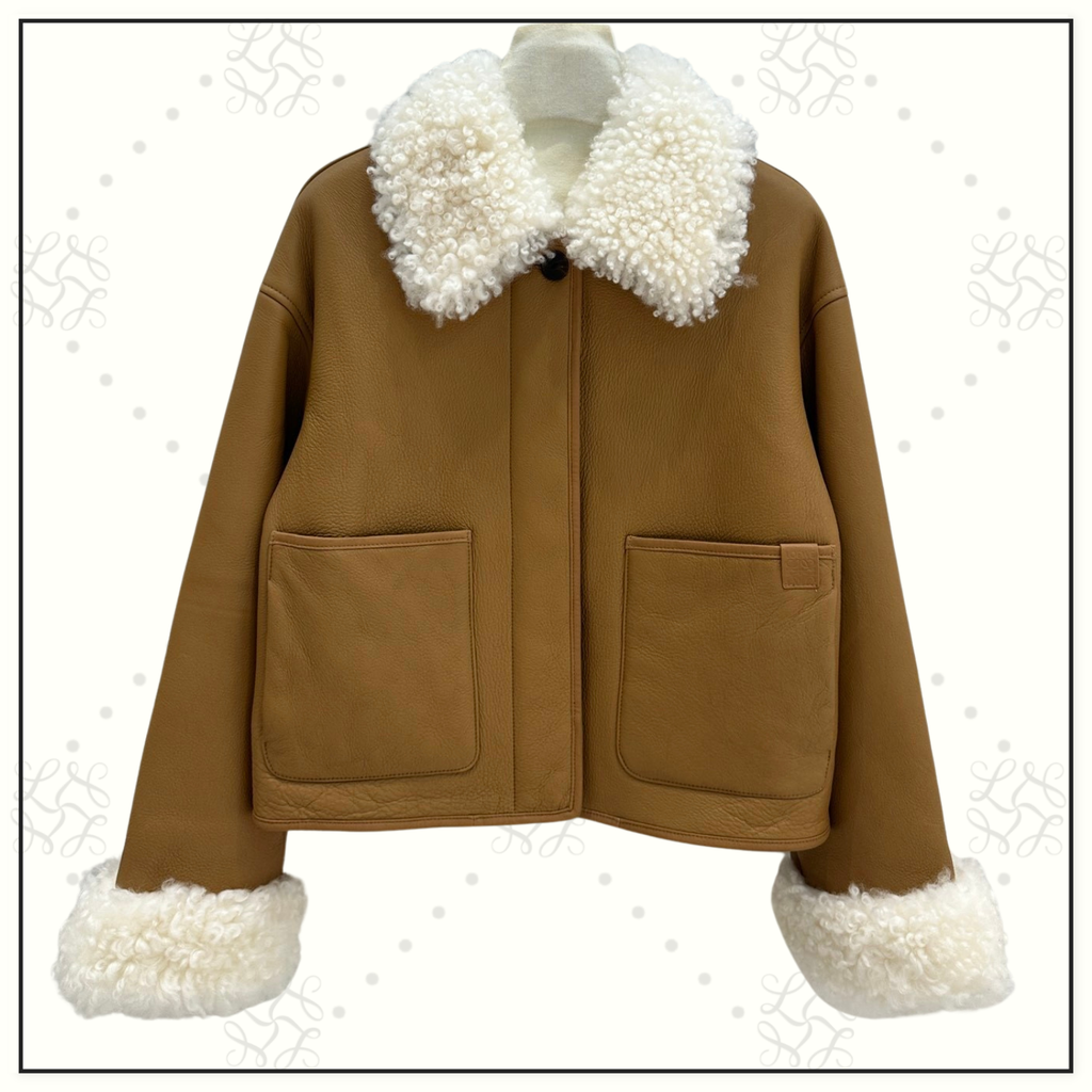 SHEARLING TRIM LEATHER JACKET