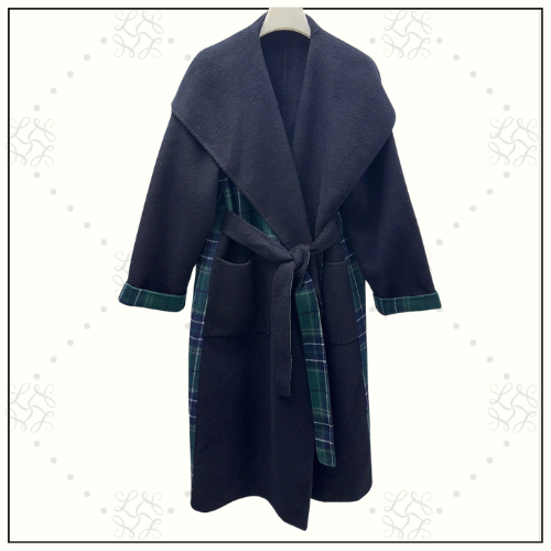 WOOL BLEND TARTAN COAT