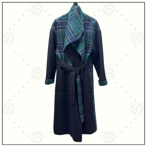 WOOL BLEND TARTAN COAT