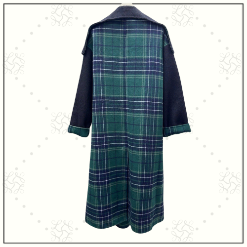 WOOL BLEND TARTAN COAT