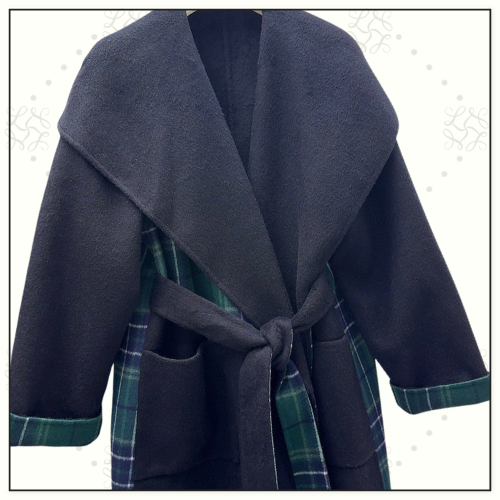 WOOL BLEND TARTAN COAT
