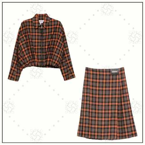 WOOL BLEND DRAPED JACKET & PLEATED SKIRT