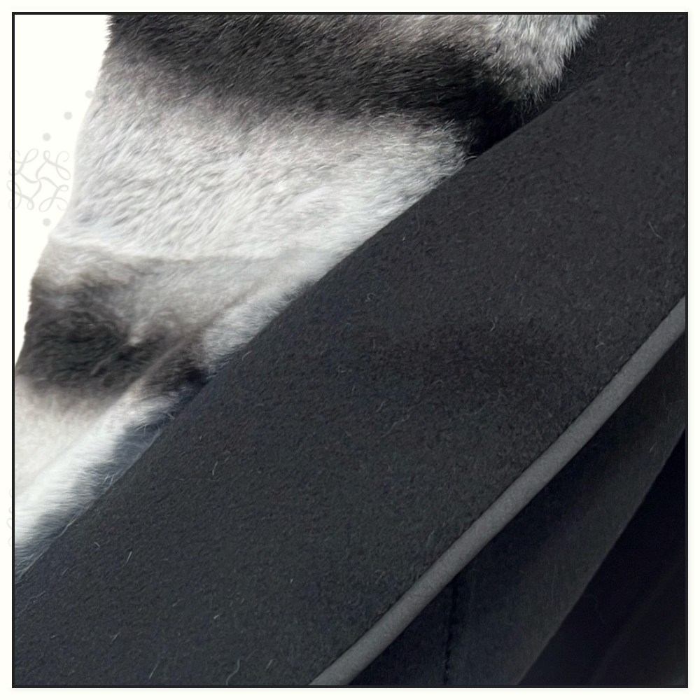 CASHMERE COAT WITH REX RABBIT FUR COLLAR