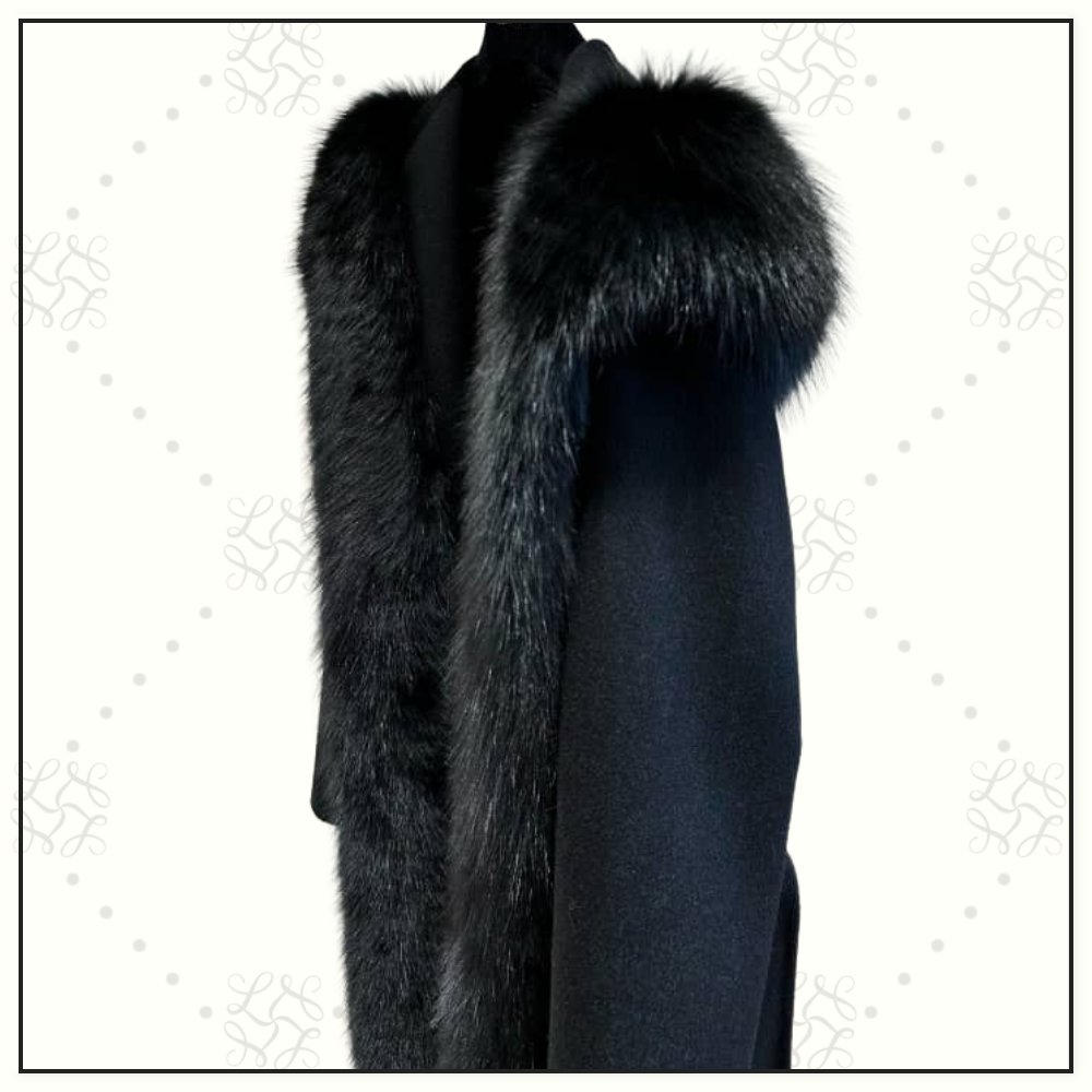CASHMERE COAT WITH FOX FUR HOODED COLLAR