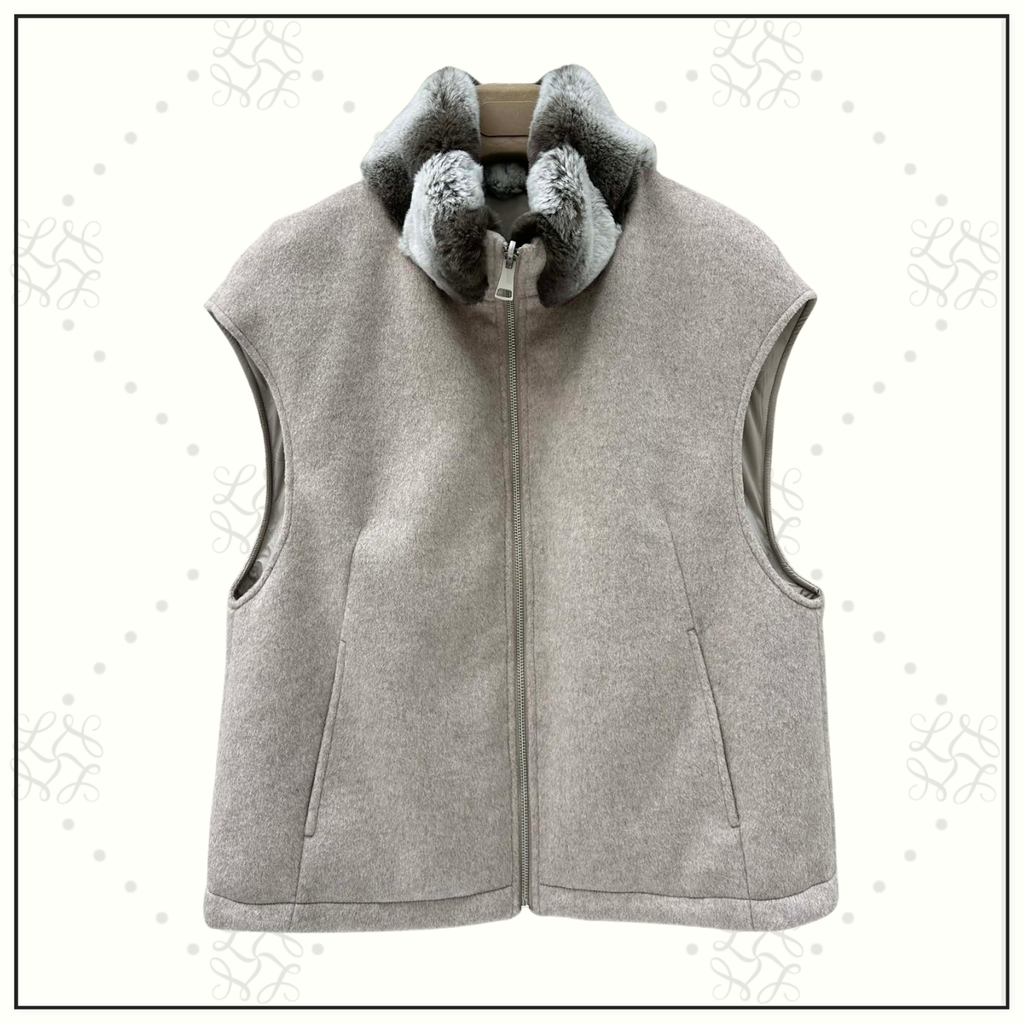 REVERSIBLE CHINCHILLA COLLAR VEST
