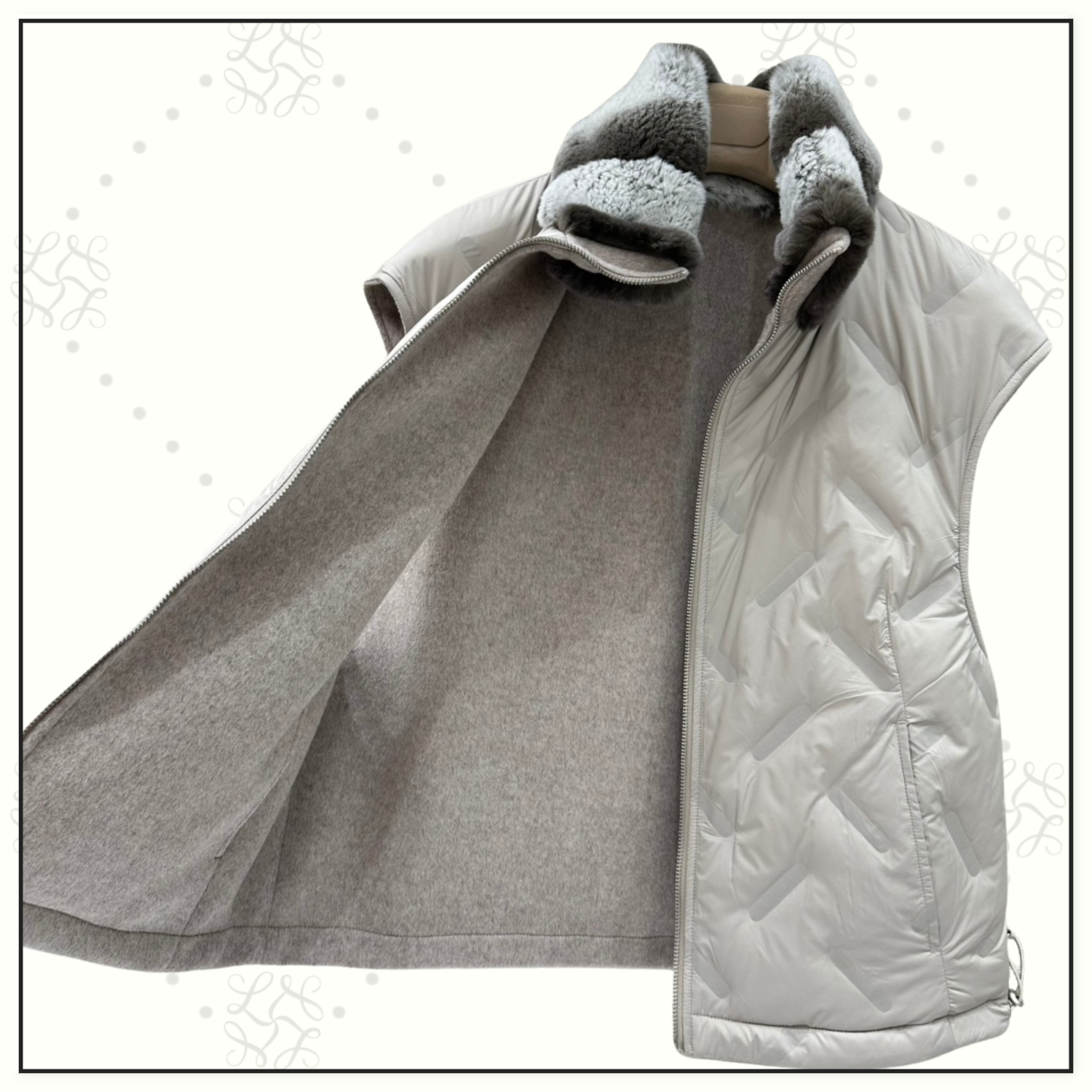 REVERSIBLE CHINCHILLA COLLAR VEST