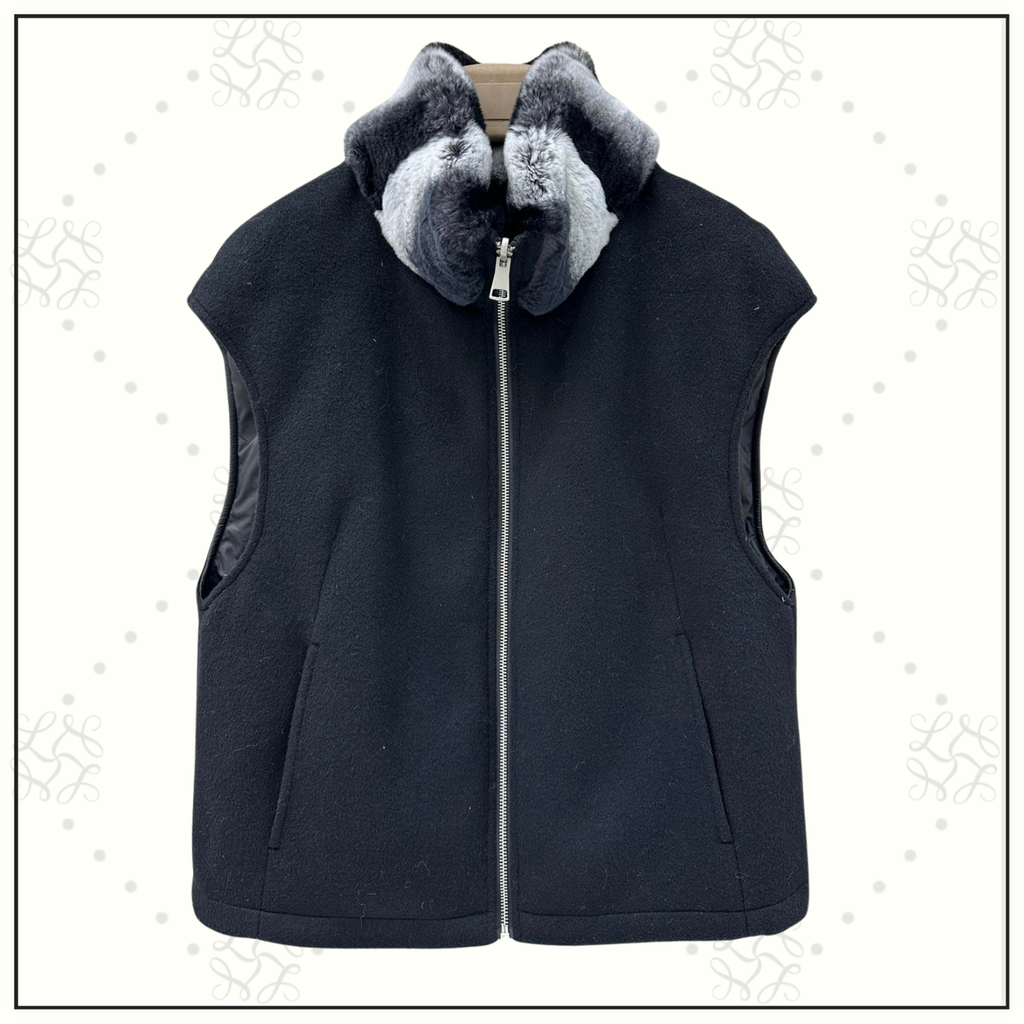 REVERSIBLE CHINCHILLA COLLAR VEST