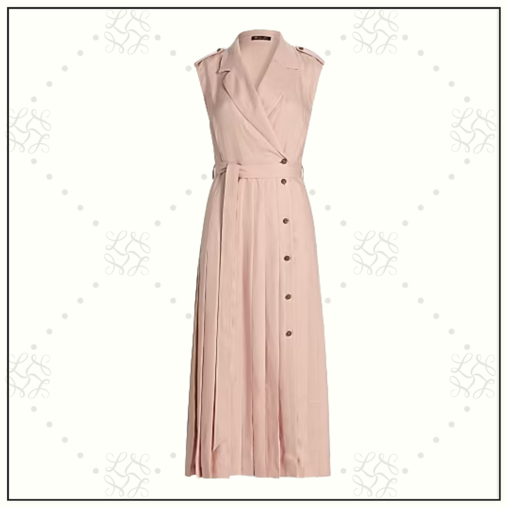 BRYCE PLEATED LINEN MIDI DRESS