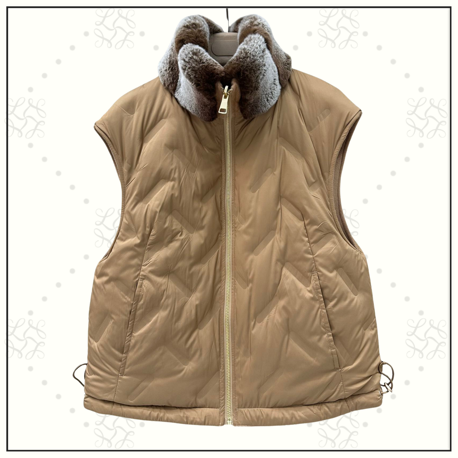 REVERSIBLE CHINCHILLA COLLAR VEST