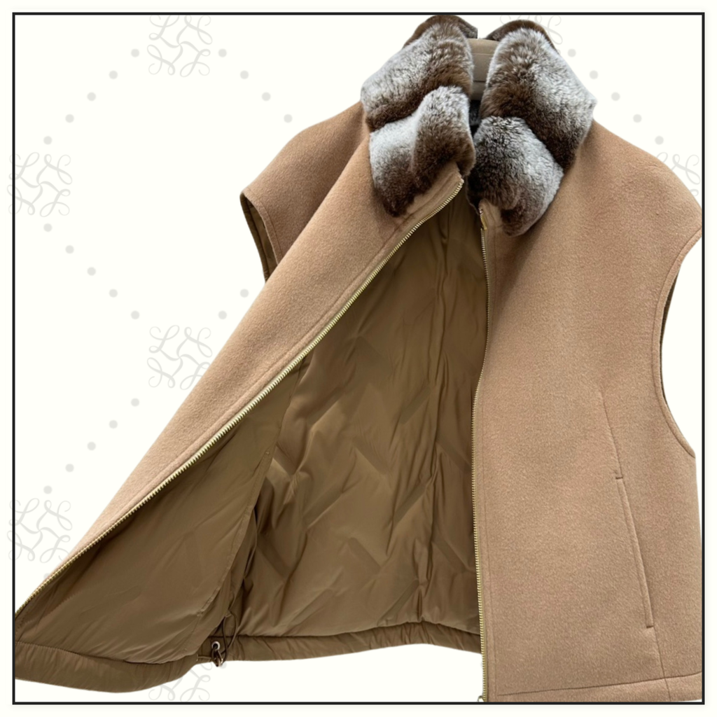 REVERSIBLE CHINCHILLA COLLAR VEST
