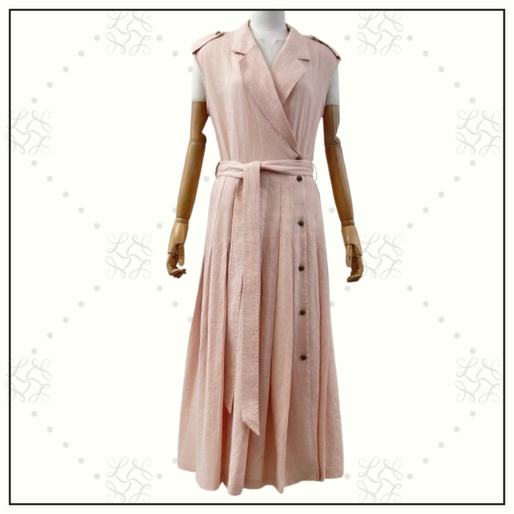 BRYCE PLEATED LINEN MIDI DRESS