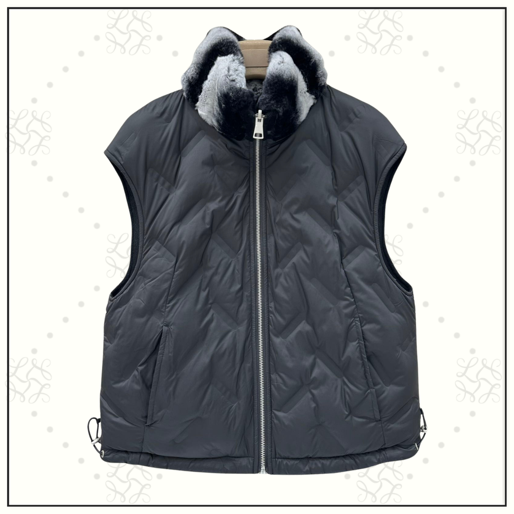 REVERSIBLE CHINCHILLA COLLAR VEST