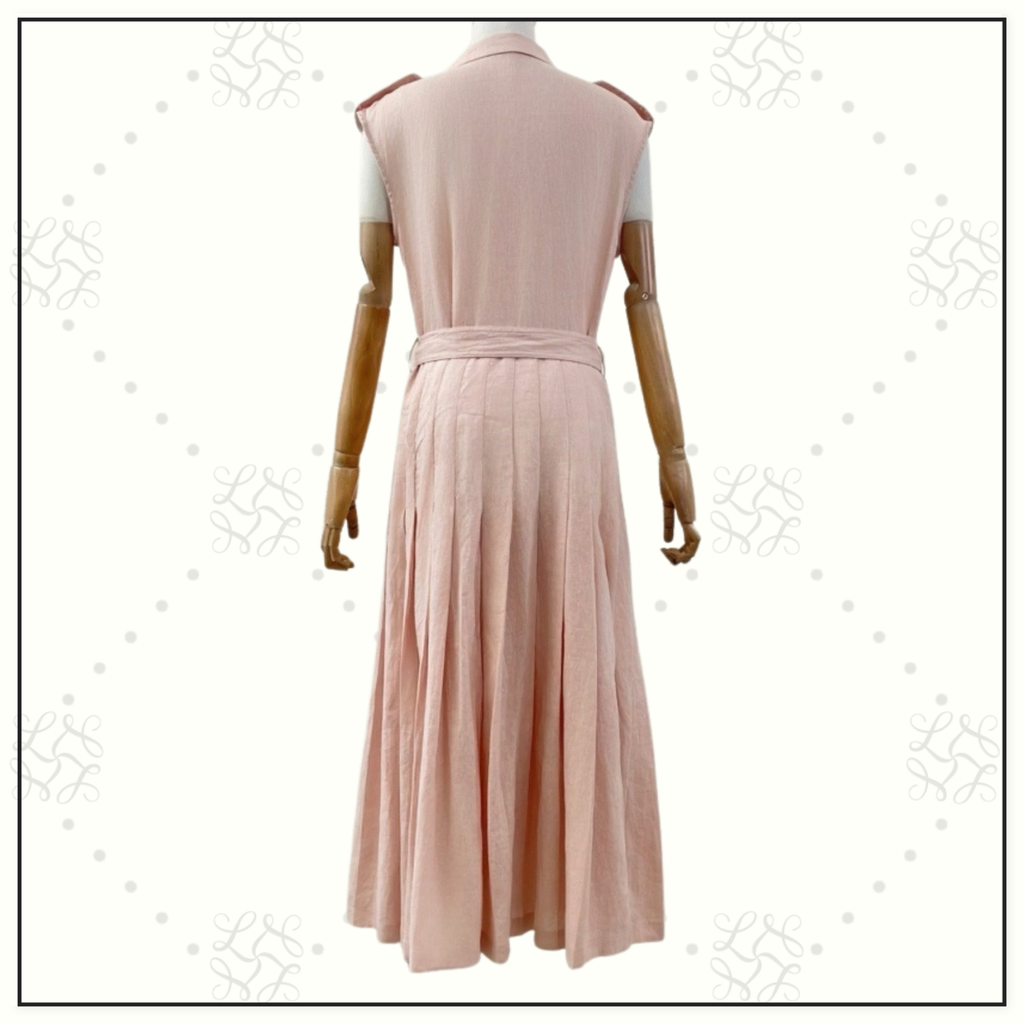 BRYCE PLEATED LINEN MIDI DRESS