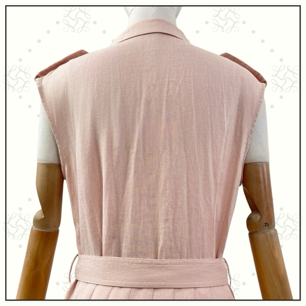 BRYCE PLEATED LINEN MIDI DRESS