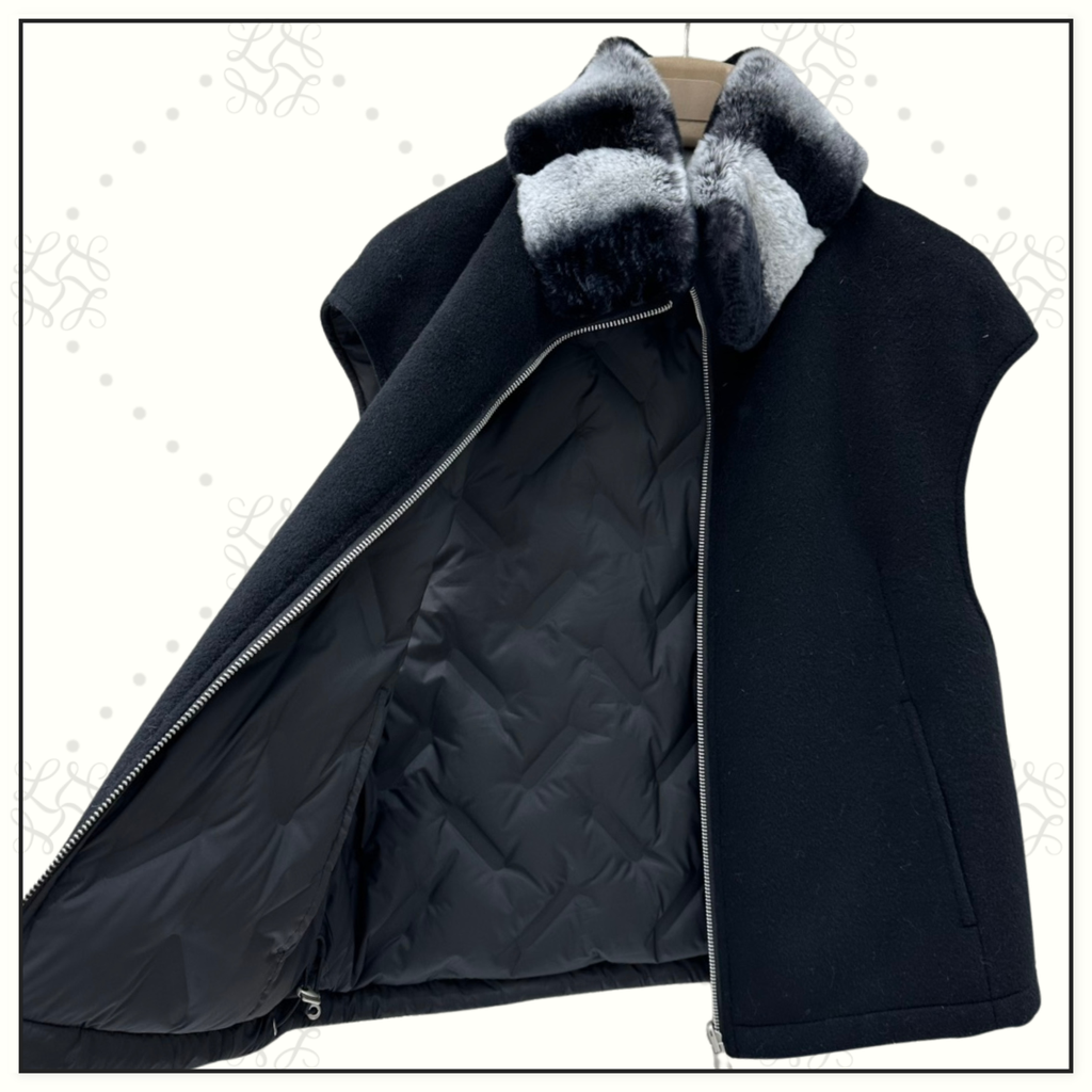 REVERSIBLE CHINCHILLA COLLAR VEST