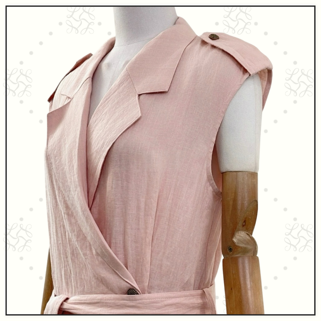 BRYCE PLEATED LINEN MIDI DRESS