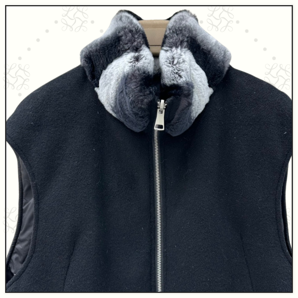 REVERSIBLE CHINCHILLA COLLAR VEST