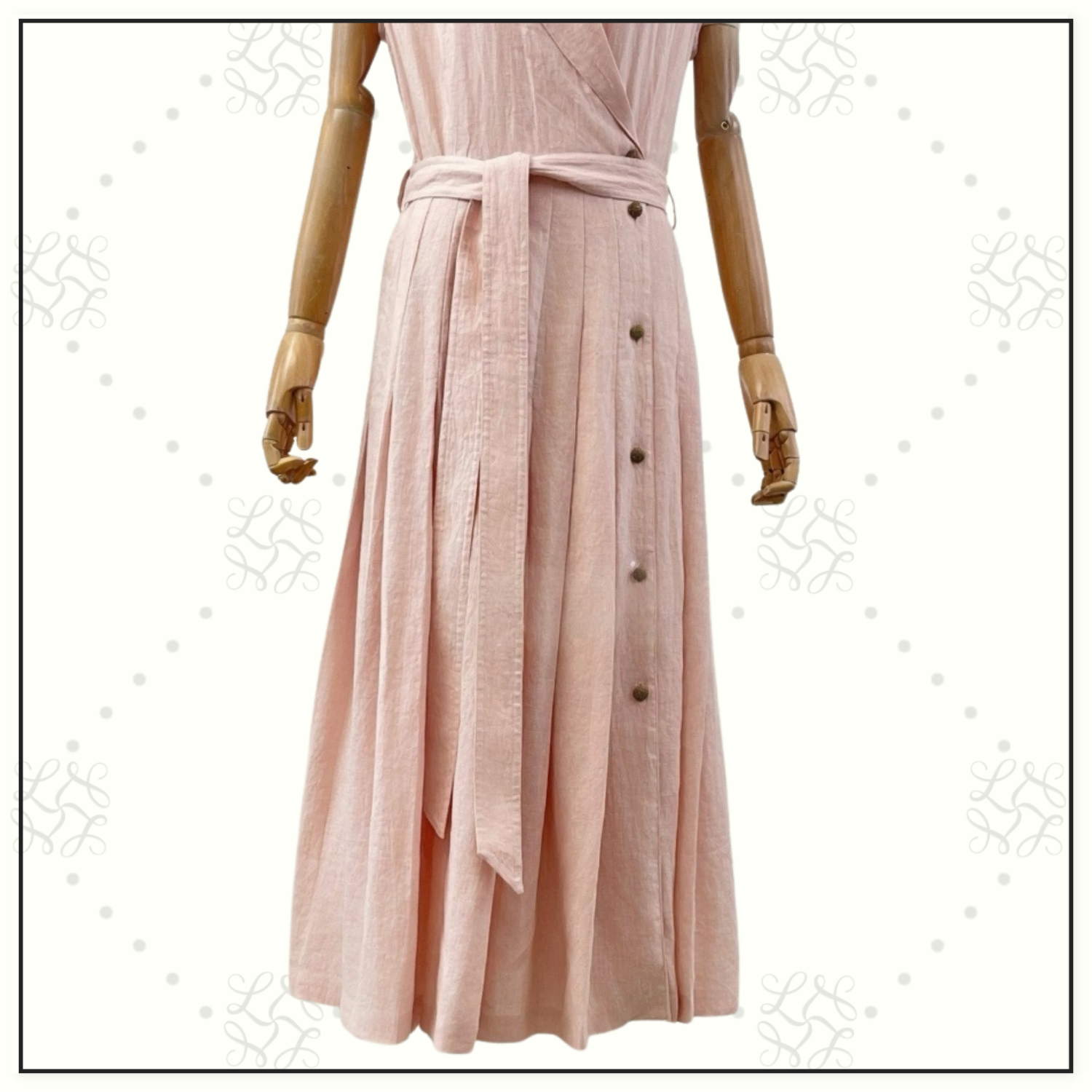 BRYCE PLEATED LINEN MIDI DRESS